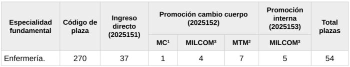 Plazas Escala Oficiales Enfermeros 2025 Plazas Escala Oficiales Enfermeros 2025